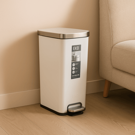 حاوية مهملات ايكو بلاستيك 45 لتر ابيض EK62663