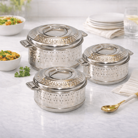 طقم حافظات طعام استيل بثلاثة أحجام عملية