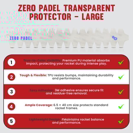 Zero Padel Racket Protector, Transparent - Large