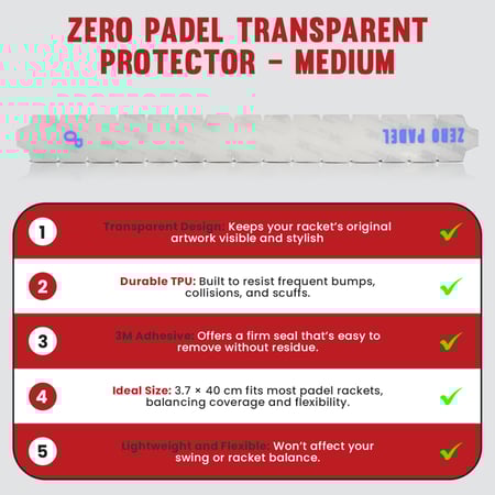 Zero Padel Racket Protector, Transparent - Medium