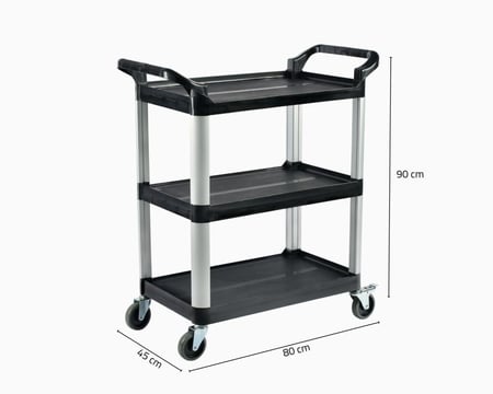 عربة تقديم بلاستيك أسود