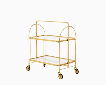 عربية تقديم زجاج 2 رف ذهبي TR004