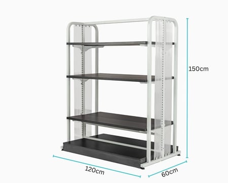 استاند عرض خشب اسود على ابيض 8 رف جهتين