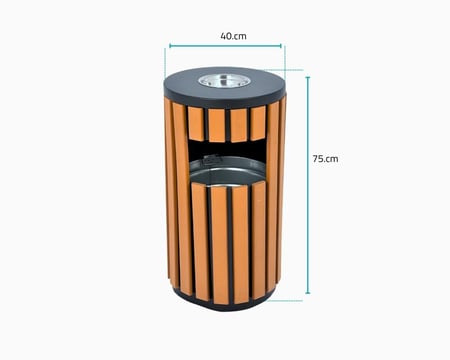 طفاية سجائر وسلة نفايات خارجية خشب