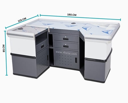 كاشير سوبر ماركت ابيض على رصاصي