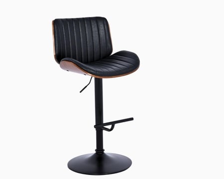 كرسي بار جلد خشب ظهر مُغلق