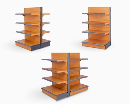 رفوف سوبرماركت وسطي خشبي 100*45 سم + عمود تقفيل مسار