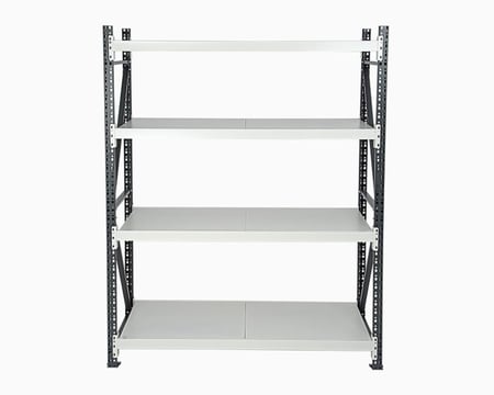 رفوف مستودعات حديد 4 أرفف – حمولة 750 كجم لكل رف - رصاصي ابيض