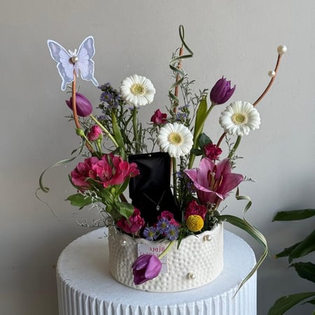فازة رخام + ذهب | Marble + gold vase