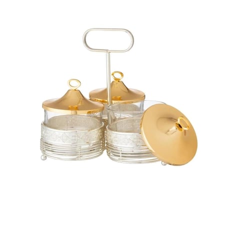 شيالة حلاوة ثلاثي معدن برجول فضي ذهبي