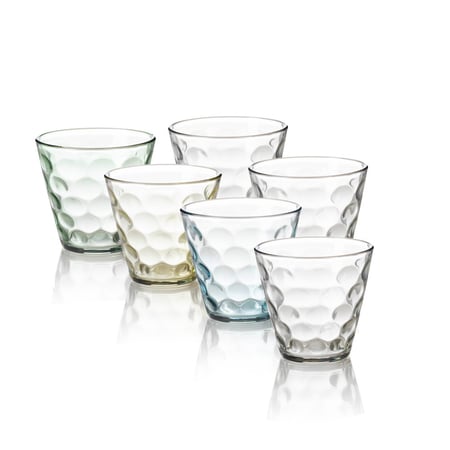 طقم كاسات زجاج ملون 6 قطع