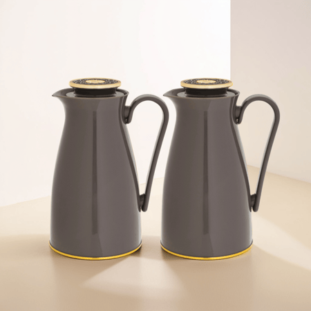 طقم ترمس ألاسكا قطعتين لون بني مع ذهبي