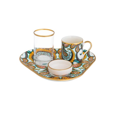 طقم تقديم قهوة تركي مكون من 4 قطع بألوان عصرية