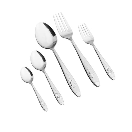 طقم ملاعق استيل ياباني فضي مطفي 30 قطعة