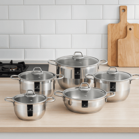 طقم قدور سوفت استيل تركي 10 قطع