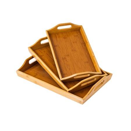 طقم صواني خشب 3 قطع