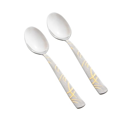 طقم ملاعق أكل ستيل مع ذهبي 12 قطعة