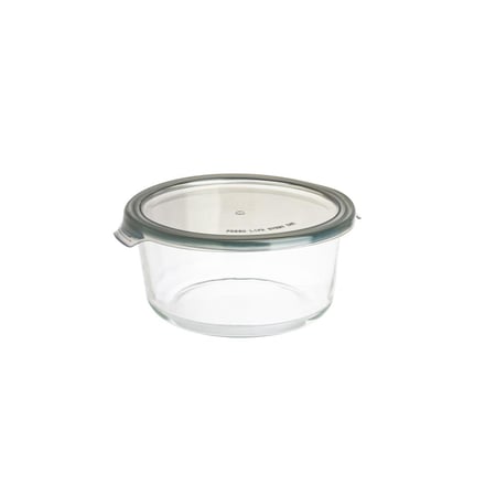 صينية فرن زجاج مدور بغطاء بلاستيك 1.1 لتر