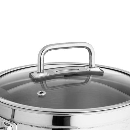 قدر طبخ منخفض أطلس استيل تركي غطاء زجاج مقاس 16 سم