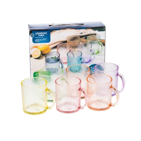 طقم اكواب زجاج ملون 6 قطع