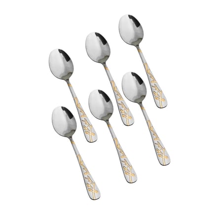 طقم ملاعق استيل فضي مذهب 30 قطعة