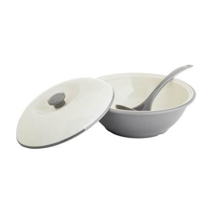 طقم شوربة ميلامين 15 قطعة 6 أشخاص رمادي/بيج