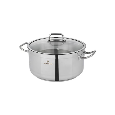 قدر طبخ أطلس استيل تركي غطاء زجاج مقاس 22 سم