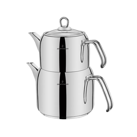 طقم براد شاي سوفرام استيل تركي قطعتين 1 + 1.90 لتر