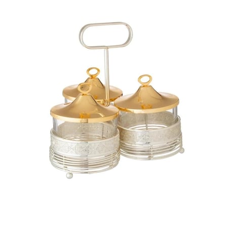 شيالة حلاوة ثلاثي معدن برجول فضي ذهبي