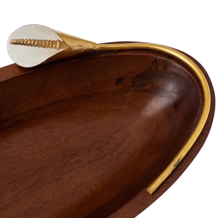 صحن تقديم خشب بروش ذهبي