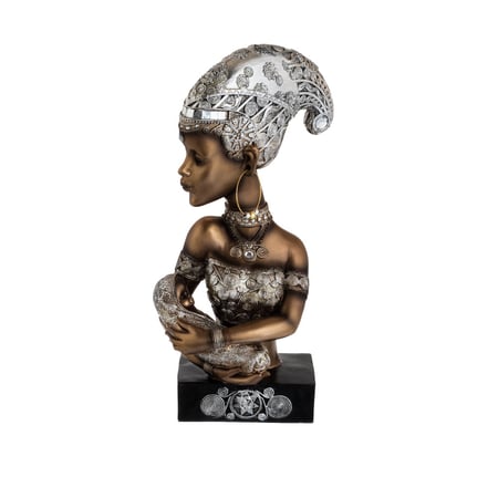 مجسم ديكور سيدة أفريقية فضي 41 سم