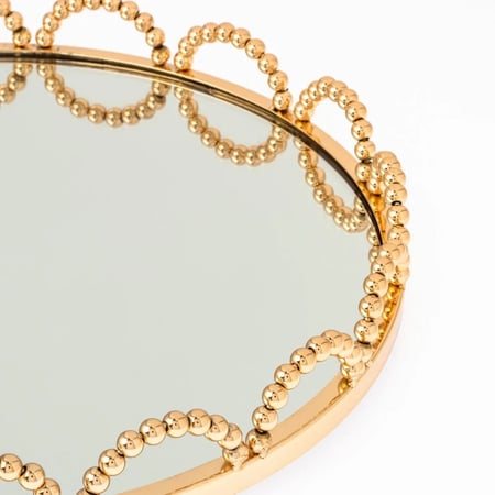 صينية تقديم مراية دائري ذهبي 30 سم