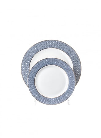 طقم سفرة بورسلين 18 قطعة  أزرق ذهبي