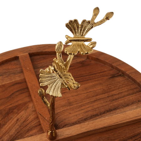 شيالة حلاوة خشب بروش فراشة ذهبي