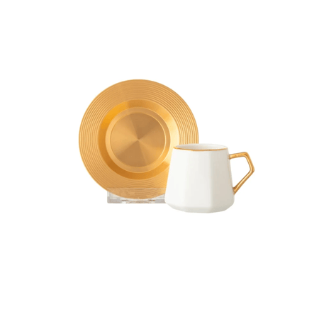 طقم فناجين قهوة تركي أبيض ذهبي 12 قطعة