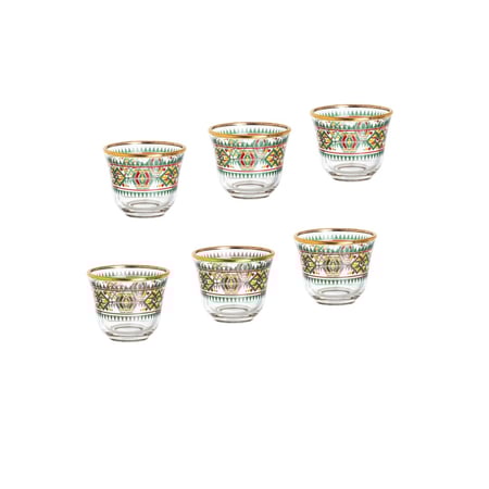 طقم شاي وقهوة زجاج 18 قطعة تراثي