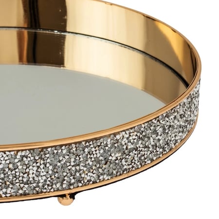 صينية تقديم مراية دائري ذهبي 30 سم