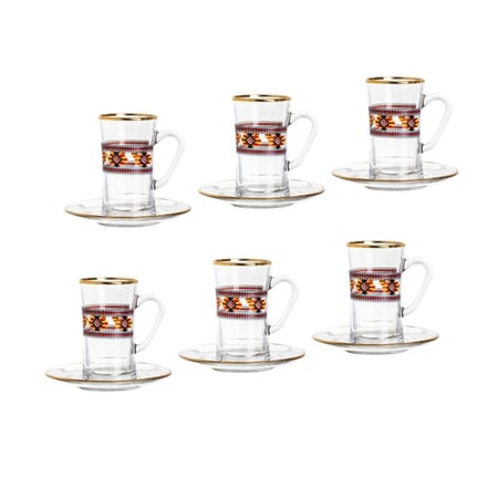 طقم شاي وقهوة زجاج 18 قطعة تراثي