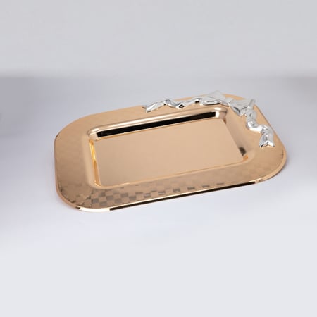 صينية تقديم ستيل 36 سم لون ذهبي فضي