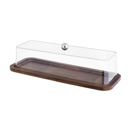 صحن كيك خشب بغطاء أكليرك شفاف 38 سم