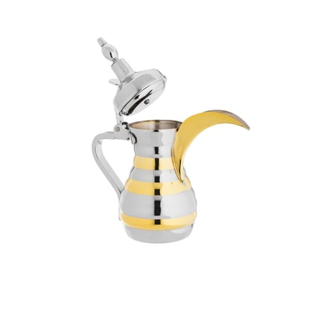 دلة قهوة ستيل فاخر فضي ذهبي سعة 950 مل