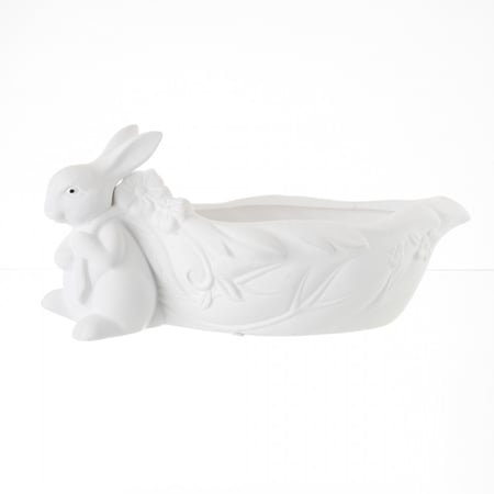 سلة سيراميك شكل أرنب لون أبيض