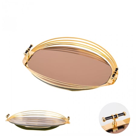 صينية تقديم مراية معدن لون ذهبي