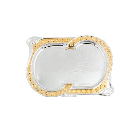 صينية تقديم ستيل 35 سم لون فضي ذهبي