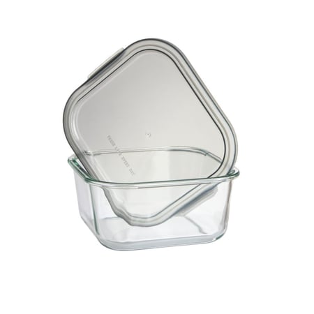 صينية فرن زجاج مربع بغطاء بلاستيك 1.4 لتر