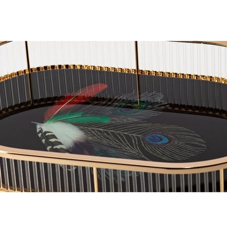 صينية تقديم زجاج ومعدن ذهبي 46 سم