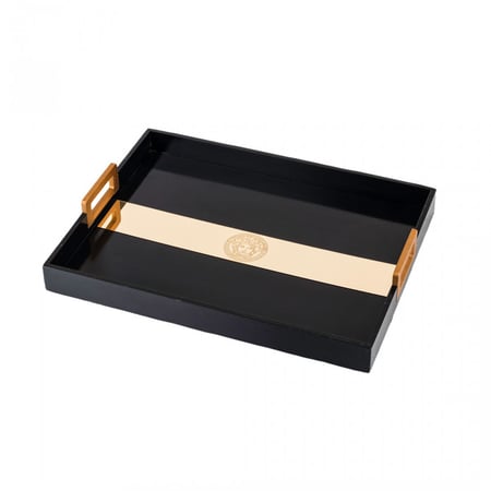 صينية تقديم خشب فيرزاتشي لون أسود ذهبي