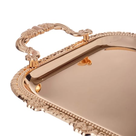 طقم صواني تقديم 3 قطع ذهبي كامل