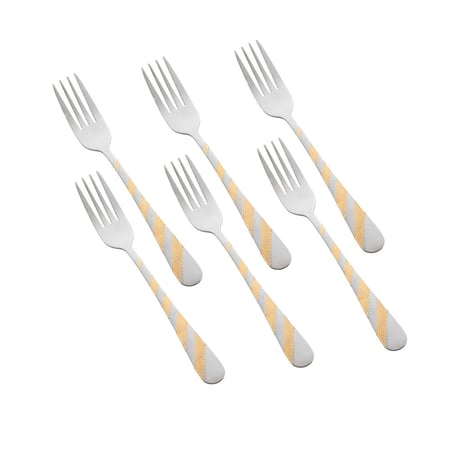 طقم شوكة أكل ستيل ذهبي 6 قطع