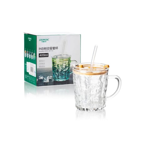 كوب زجاج مع غطاء 300 مل